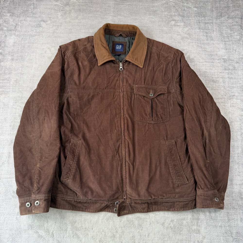 GAP Jacket Mens Large Brown Corduroy Barn Quilted Lining Vintage Y2K 2005
